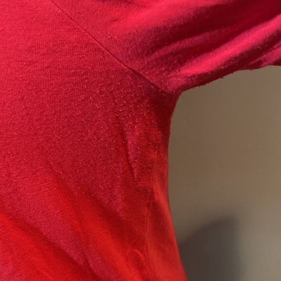 Eileen Fisher Long Sleeve Knit Tunic Top Shirttail Hem Petite Medium PM Red - Picture 10 of 12